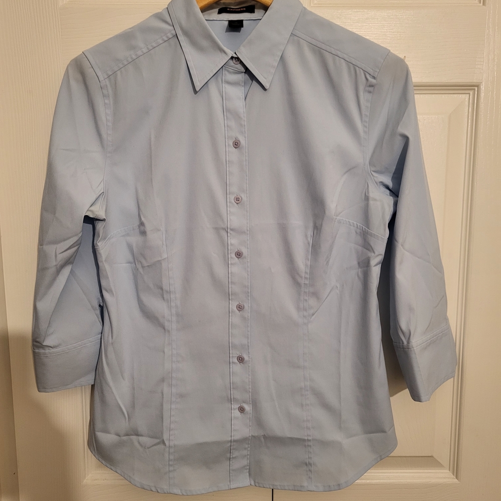 Express Women’s Button Down Sky Blue Dress Shirt